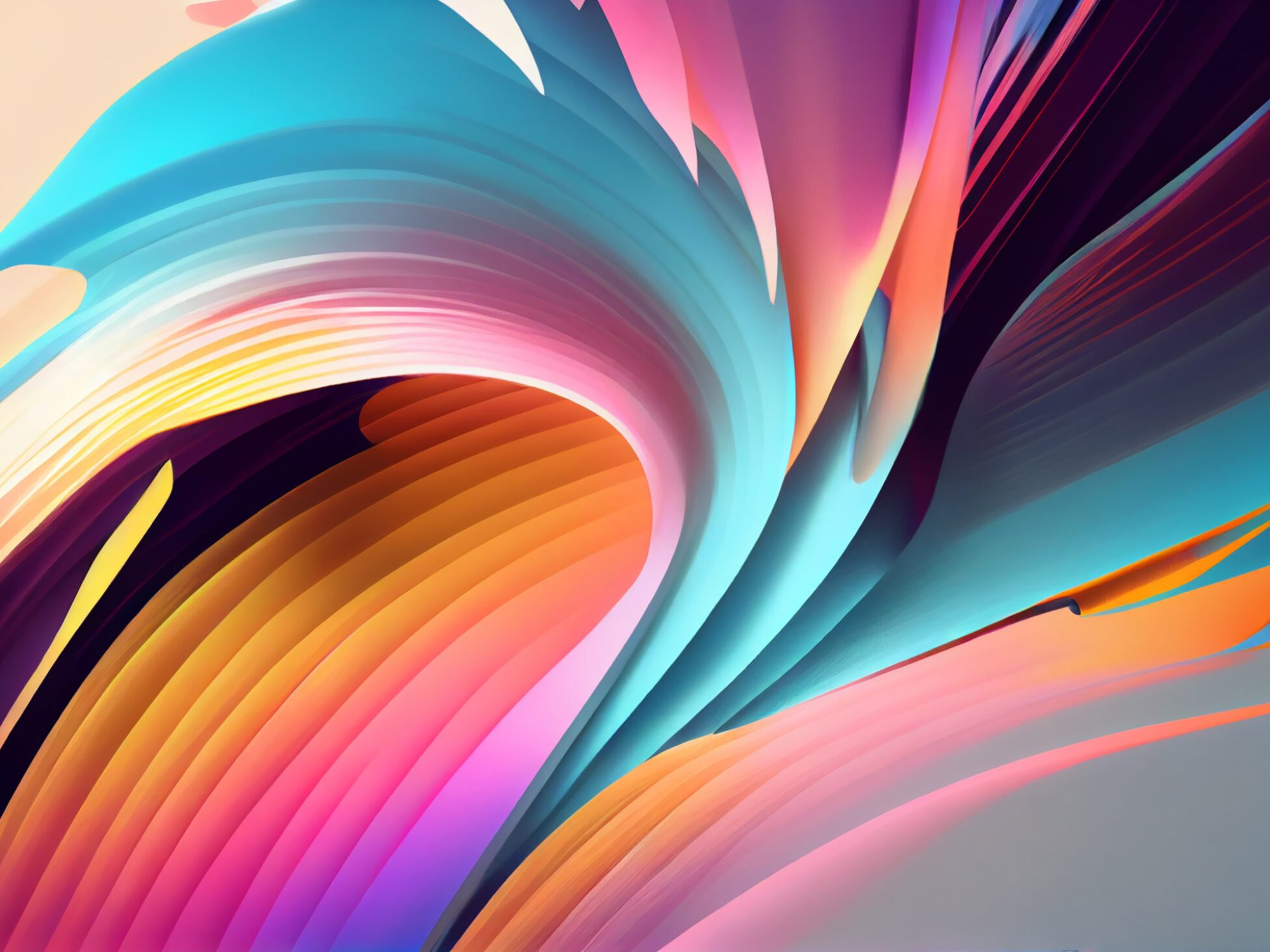 A vibrant futuristic abstract wallpaper with wave designs generated by artificial intelligence